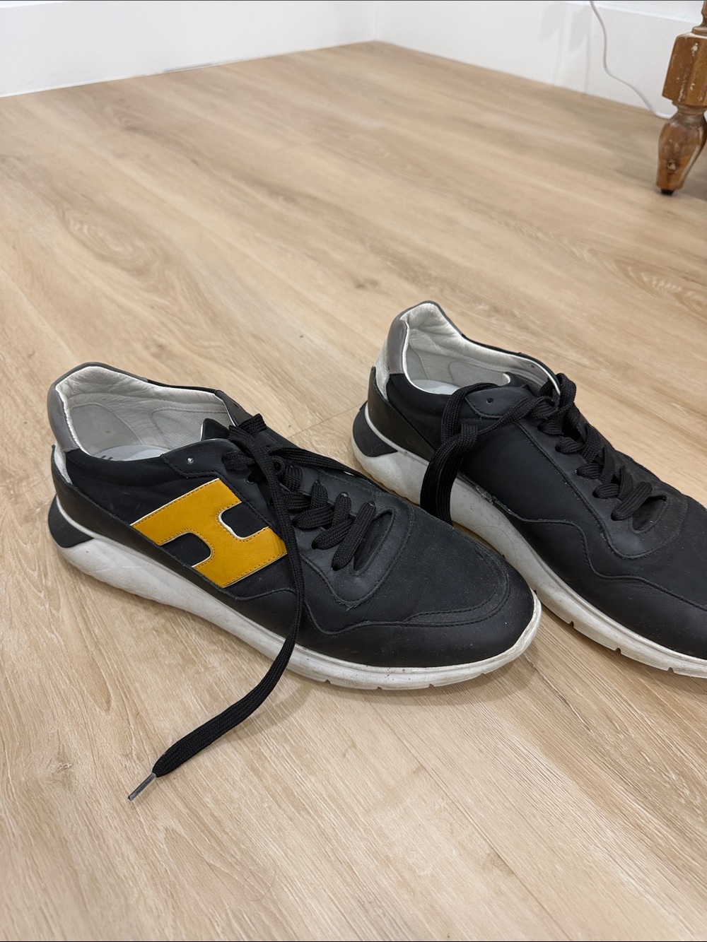 Hogan Men’s Black Sneakers with Yellow Logo Accent